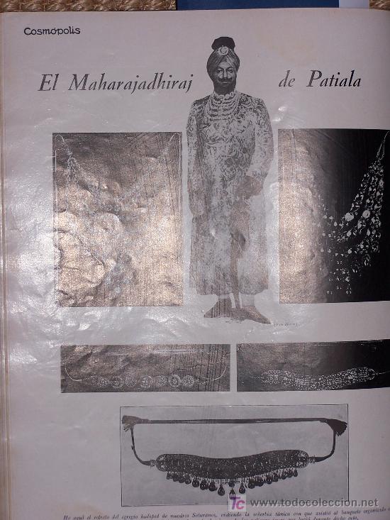 Coleccionismo de Revistas y Peri&oacute;dicos: El Maharajadhiraj de Patiala- Joyas CARTIER - Cosm&oacute;polis, 1928