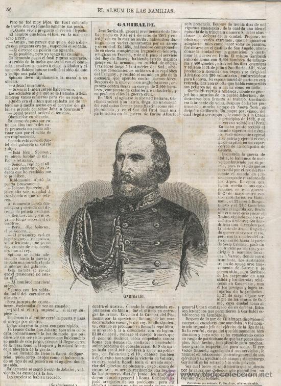Colecionismo de Revistas e Jornais: ANTIGUO PERIODICO SEMANAL.A&Ntilde;O 1859. EL GENERAL REVOLUCIONARIO JOSE GARIBALDI. ITALIA.MILITAR.NIZA.