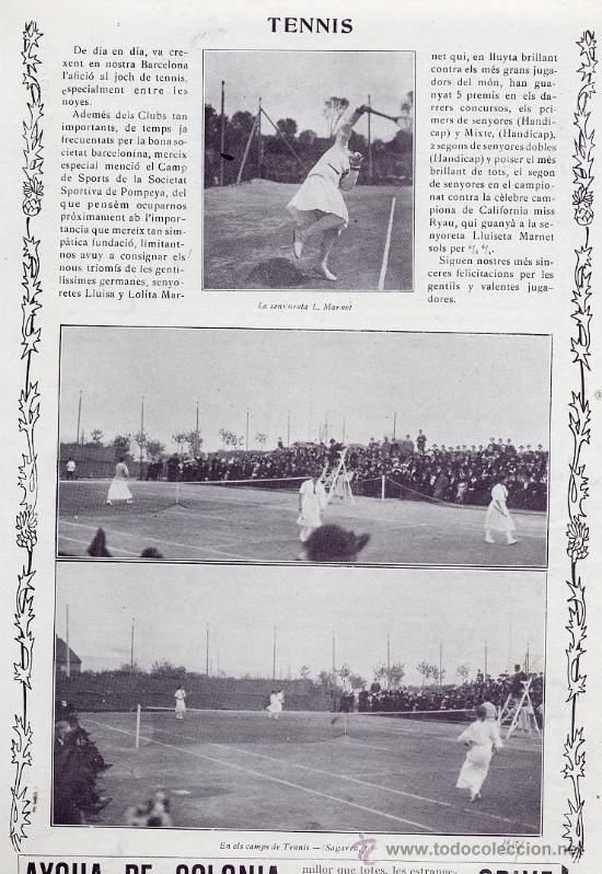 Coleccionismo de revistas y peri&oacute;dicos: TENIS 1914 CLUB POMPEYA HOJA REVISTA