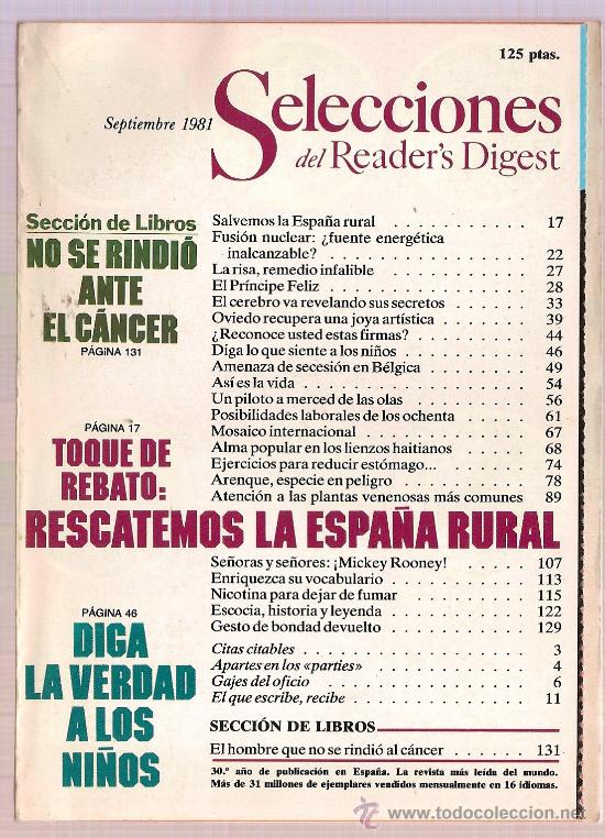 Collezionismo di Riviste e Giornali: REVISTA SELECCIONES READER'S DIGEST SEPTIEMBRE 1981 FUSION NUCLEAR