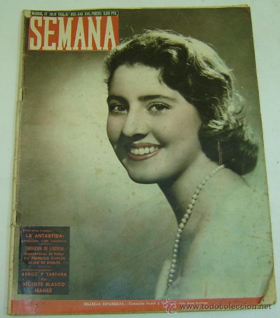 Coleccionismo de Revistas y Peri&oacute;dicos: REVISTA SEMANA -A&Ntilde;O XVII - N&ordm; 856 - 17 JULIO 1956-CONSUELO PRATS Y CALLEJA