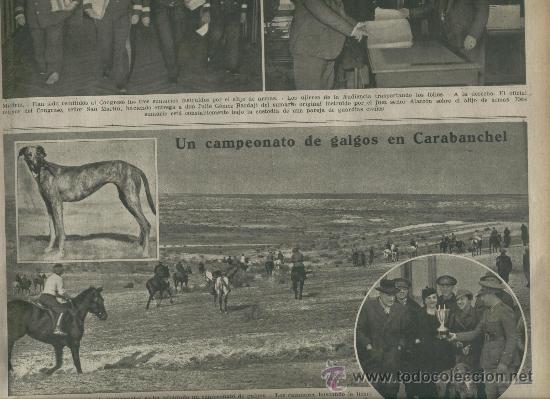 Collectionnisme de Revues et Journaux: LA VANGUARDIA A&Ntilde;O 1935 CAMPEONATO DE GALGOS EN CARABANCHEL MADRID CARRERAS DE GALGOS.