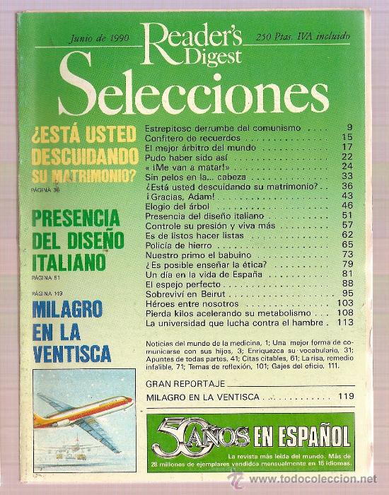 Collezionismo di Riviste e Giornali: REVISTA SELECCIONES READER'S DIGEST JUNIO 1990 DESCUIDANDO SU MATRIMONIO - DISE&Ntilde;O ITALIANO