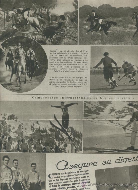 Coleccionismo de Revistas y Peri&oacute;dicos: LA VANGUARDIA. 21-02-1934. CAMPEONATOS INTERNACIONALES DE ESQUI EN LA MOLINA.SKI.CABALLOS EN EL PRAT