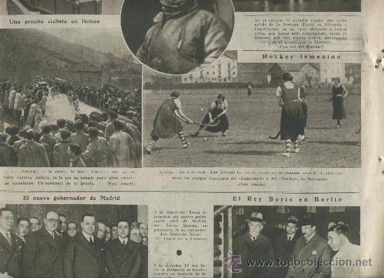Collectionnisme de Revues et Journaux: LA VANGUARDIA 1934 HOCKEY FEMENINO EN BILBAO. BOBELONDO. LAS ARENAS. CUESTA DE SAN DOMINGO.