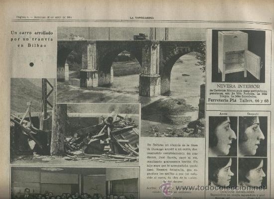 Collection Magazines and Newspapers: VANGUARDIA A&Ntilde;O 1934 ACCIDENTE EN BOLUETA DURANGO CALZADOS SEGARRA MODA MINISTRO SAMPER