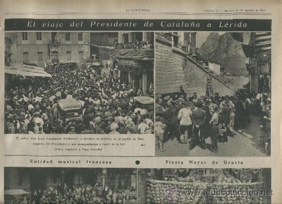 Colecionismo de Revistas e Jornais: LA VANGUARDIA A&Ntilde;O 1934 LLUIS COMPANYS VISITA GERRI DE LA SALT I SORT FESTA MAJOR DE GRACIA BURJASOT