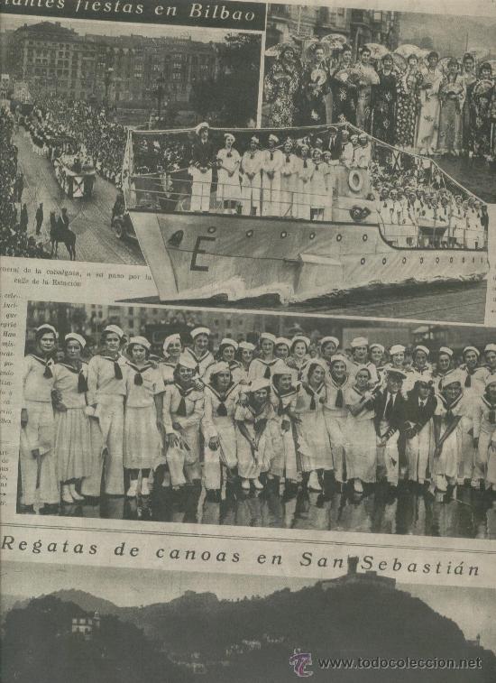 Collectionnisme de Revues et Journaux: LA VANGUARDIA A&Ntilde;O 1934 FIESTAS EN BILBAO REGATAS DE CANOAS EN SAN SEBASTIAN GARRAF CASTELLDEFELS