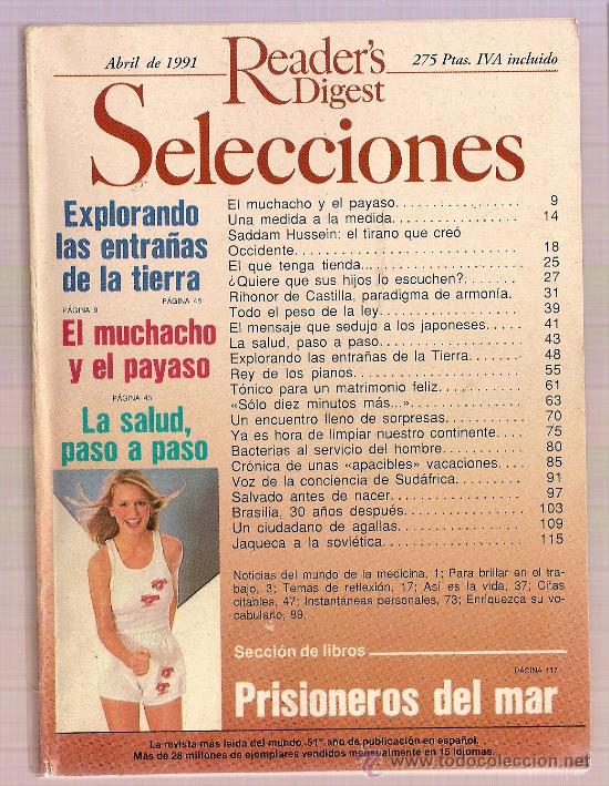 Collezionismo di Riviste e Giornali: REVISTA SELECCIONES READER'S DIGEST ABRIL 1991 ENTRA&Ntilde;AS DE LA TIERRA - LA SALUD - BRASILIA
