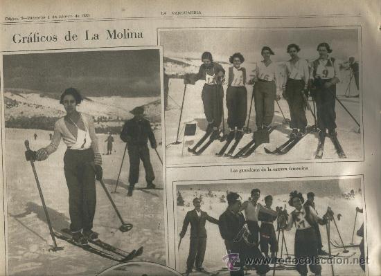 Coleccionismo de Revistas y Peri&oacute;dicos: LA VANGUARDIA A&Ntilde;O 1934 ESQUI FEMENINO EN LA ESTACION DE LA MOLINA MARGOT MOLES MATARO MOTOS