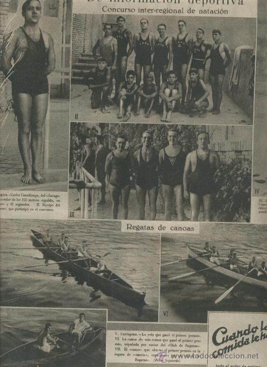 Collection Magazines and Newspapers: 1933 REGATAS DE CANOAS EN CARTAGENA NATACION ZARAGOZA USANDIZAGA FIESTA EN ESPLUGA DE FRANCOLI