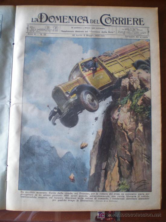 Coleccionismo de revistas y peri&oacute;dicos: LA DOMENICA DEL CORRIERE n&ordm; 19 (30/04/39) ACCIDENTE CAMION NAPOLES PASTOR CABRA CICLISMO GIRO
