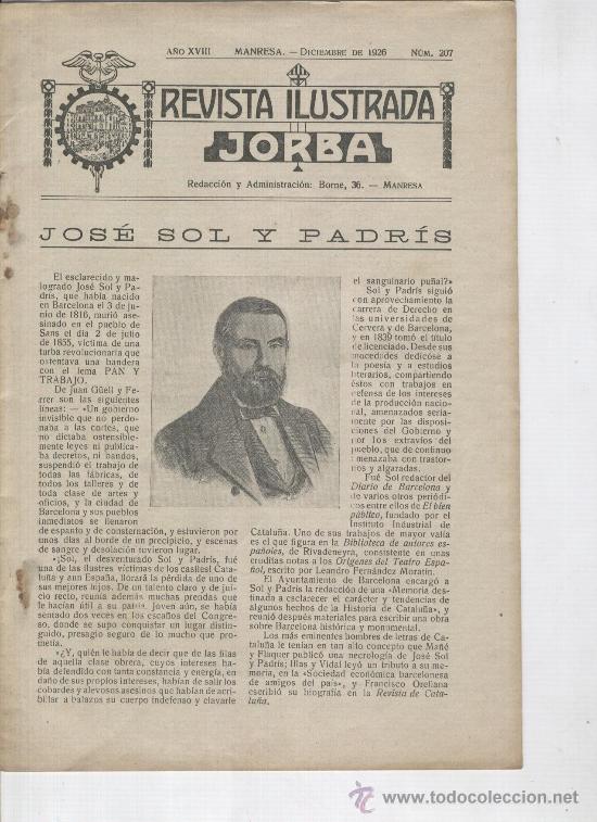 Sammeln von Zeitschriften und Zeitungen: REVISTA JORBA. 1926. 207. JOSEP SOL PADRIS.SANS.PUBLICIDAD.ROPA PARA SOLDADOS. RARA.