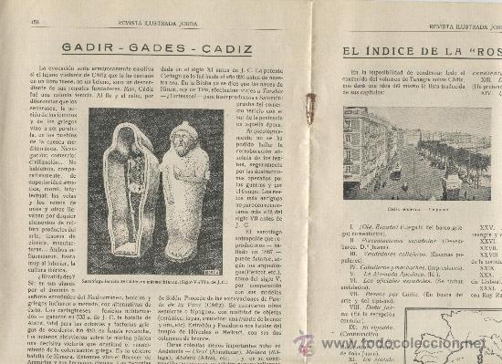 Collezionismo di Riviste e Giornali: REVISTA JORBA. A&Ntilde;O 1935. 308. GADIR. GADES. CADIZ. LA ROSA DE CADIZ.. ANGELOS TANTAGRA.LIBELULA.