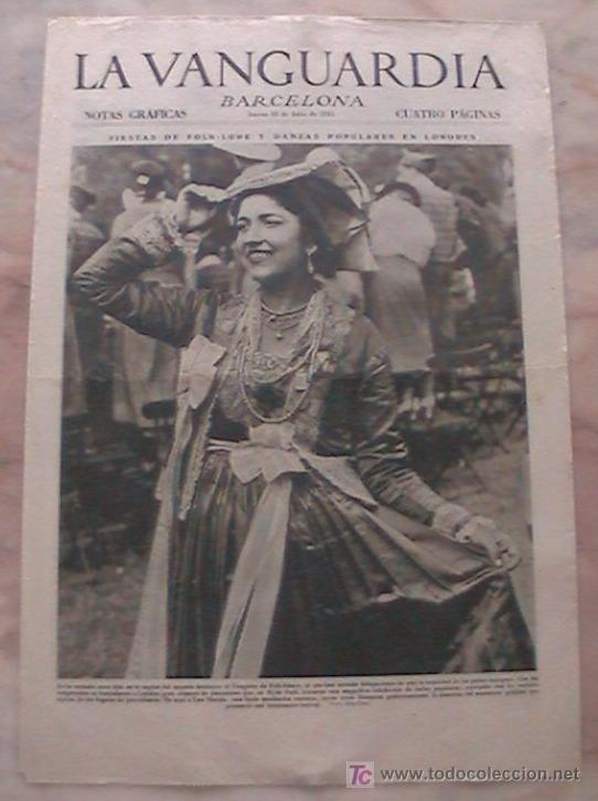 Collezionismo di Riviste e Giornali: ANTIGUO DIARIO LA VANGUARDIA BARCELONA NOTAS GRAFICAS CUATRO PAGINAS 18 DE JULIO DE 1935