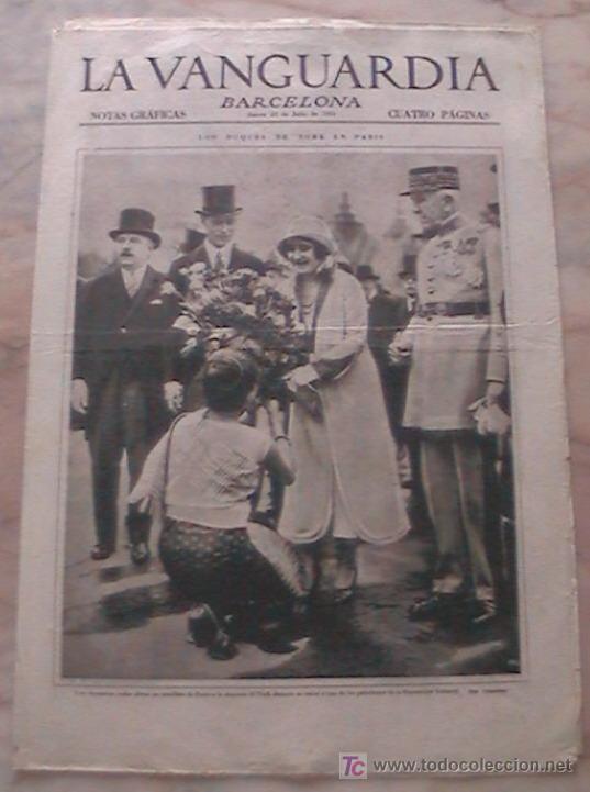 Collezionismo di Riviste e Giornali: ANTIGUO DIARIO LA VANGUARDIA BARCELONA NOTAS GRAFICAS CUATRO PAGINAS 23 DE JULIO DE 1931