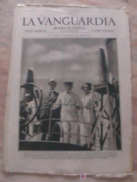 Sammeln von Zeitschriften und Zeitungen: ANTIGUO DIARIO LA VANGUARDIA BARCELONA NOTAS GRAFICAS CUATRO PAGINAS 2 DE AGOSTO DE 1934