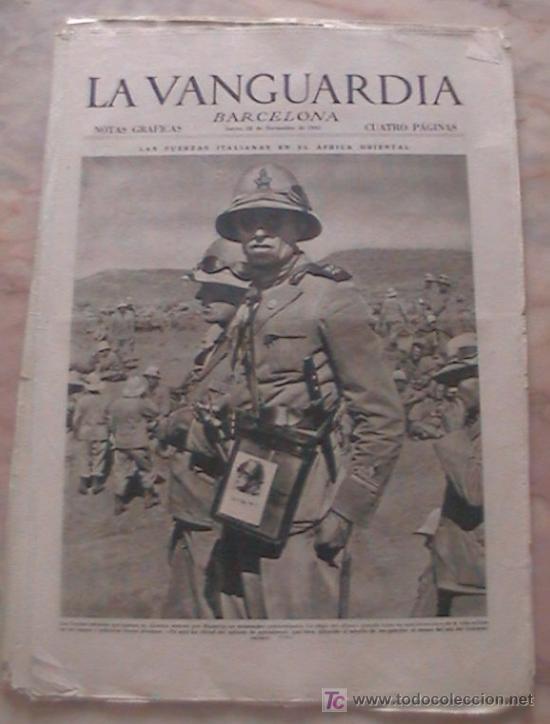Collection Magazines and Newspapers: ANTIGUO DIARIO LA VANGUARDIA BARCELONA NOTAS GRAFICAS CUATRO PAGINAS 28 DE NOVIEMBRE DE 1935