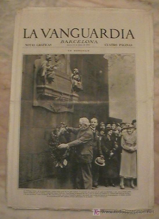 Collezionismo di Riviste e Giornali: ANTIGUO DIARIO LA VANGUARDIA BARCELONA NOTAS GRAFICAS CUATRO PAGINAS 14 DE JUNIO DE 1934