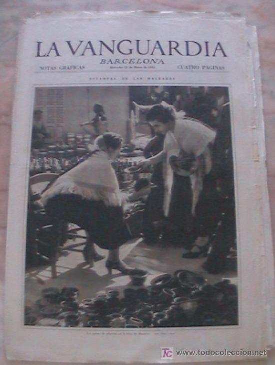 Collection Magazines and Newspapers: ANTIGUO DIARIO LA VANGUARDIA BARCELONA NOTAS GRAFICAS CUATRO PAGINAS 22 DE MARZO DE 1933