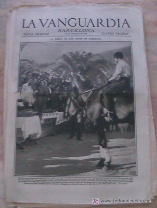 Collection Magazines and Newspapers: ANTIGUO DIARIO LA VANGUARDIA BARCELONA NOTAS GRAFICAS CUATRO PAGINAS 18 DE ENERO DE 1934