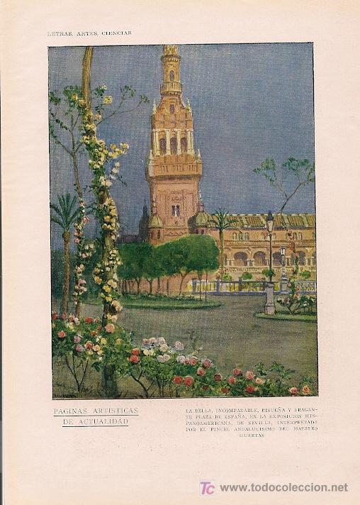 Coleccionismo de Revistas y Peri&oacute;dicos: Plaza de Espa&ntilde;a de la Exposici&oacute;n Universal de Sevilla por Huertas -1929