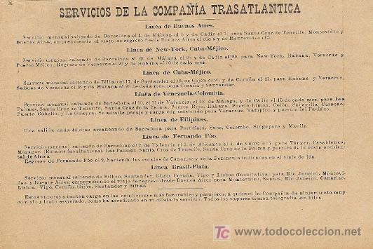 Collectionnisme de Revues et Journaux: Servicios de la Compa&ntilde;&iacute;a Trasatl&aacute;ntica &ndash; 1917 * L&iacute;neas de navegaci&oacute;n *