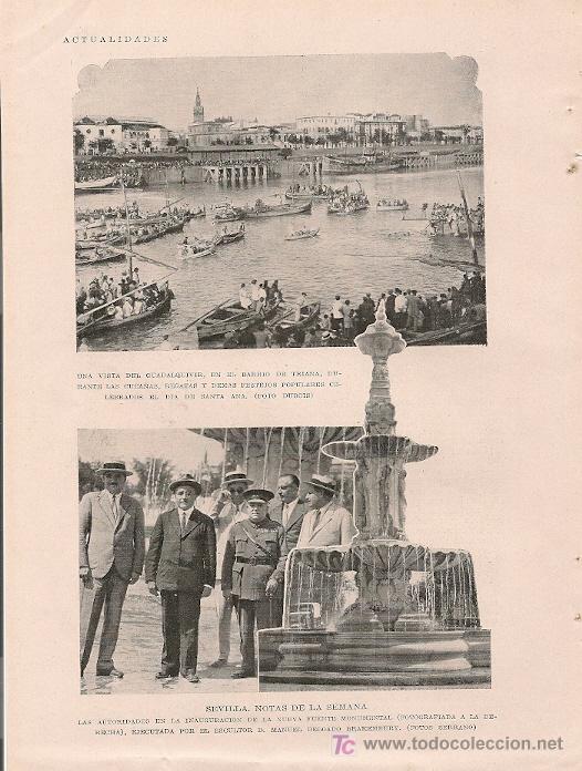 Coleccionismo de Revistas y Peri&oacute;dicos: Sevilla, vista del Guadalquivir y fuente - 1929