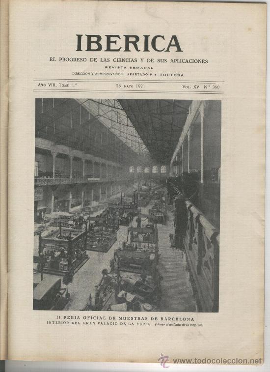Coleccionismo de Revistas y Peri&oacute;dicos: IBERICA 380 A&Ntilde;O 1921 II FERIA DE MUESTRAS DE BARCELONA GASOGENO CERVERA SERT FORB ORRICO BOTADURA