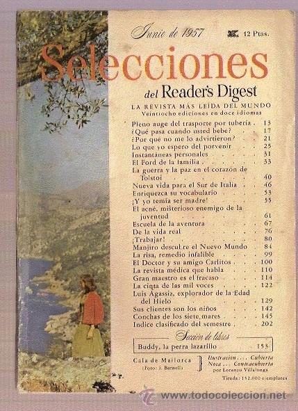 Coleccionismo de Revistas y Peri&oacute;dicos: REVISTA READER'S SELECCIONES JUNIO 1957 TOLSTOI EL ACNE LUIS AGASSI