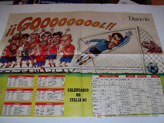 Sammeln von Zeitschriften und Zeitungen: Diario 16:  Calendario de Italia 90.   Poster (Gallego y Rey ). Medidas 53 x 38.