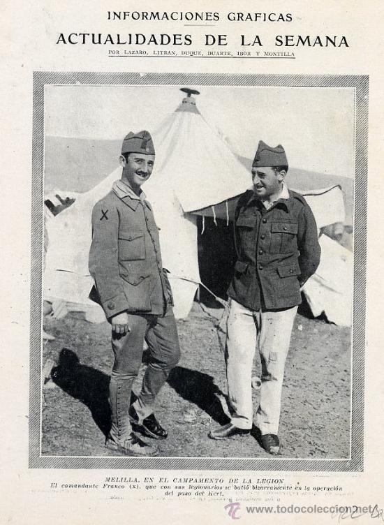 Coleccionismo de revistas y peri&oacute;dicos: MELILLA 1922 FRANCO Y LEGION HOJA REVISTA