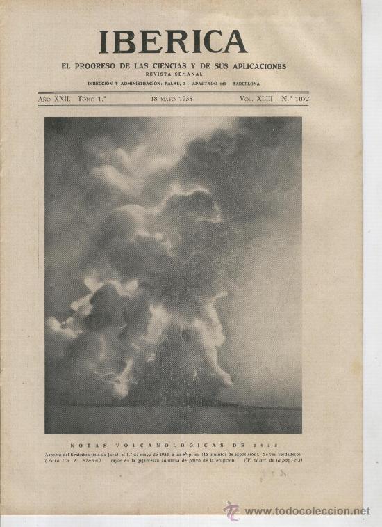 Collection Magazines and Newspapers: REVISTA IBERICA. A&Ntilde;O 1935.1072. NOTAS VOLCANOLOGICAS DE 1933. VOLCANES.KRAKATOA.