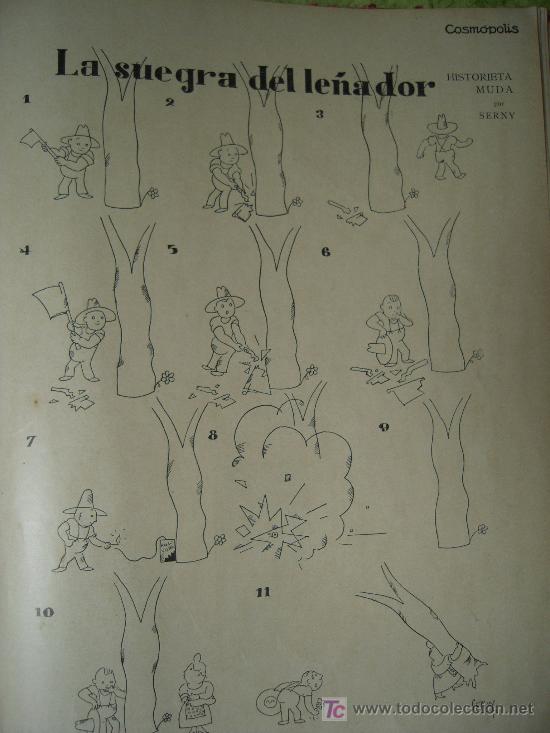 Coleccionismo de Revistas y Peri&oacute;dicos: La suegra del le&ntilde;ador: historieta muda de Serny - Revista Cosm&oacute;polis, 1928