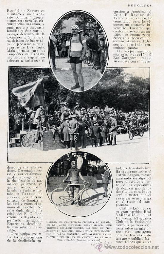 Coleccionismo de revistas y peri&oacute;dicos: CICLISMO 1928 TELMO GARCIA  MADRID HOJA REVISTA