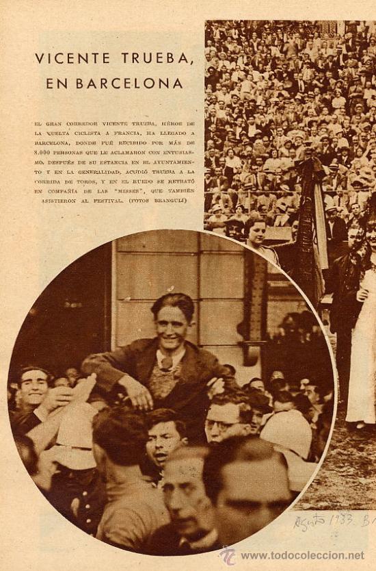 Coleccionismo de revistas y peri&oacute;dicos: CICLISMO 1933 VICENTE TRUEBA BARCELONA HOJA REVISTA
