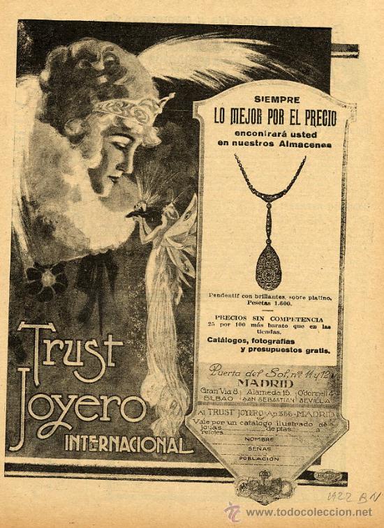 Coleccionismo de Revistas y Peri&oacute;dicos: TRUST JOYERO 1922 MADRID HOJA REVISTA