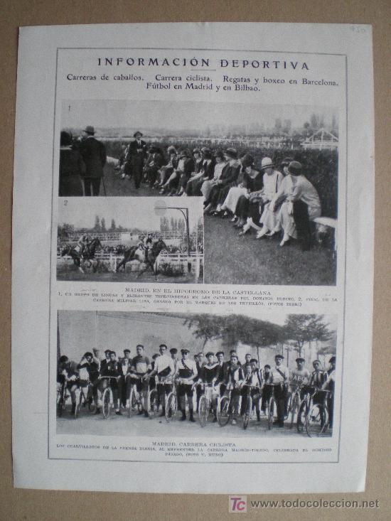 Coleccionismo de revistas y peri&oacute;dicos: RECORTE DE PRENSA 1924 - CICLISMO, CARRERA MADRID-TOLEDO. HIPODROMO DE LA CASTELLANA (HIPICA)