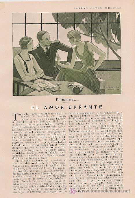 Coleccionismo de revistas y peri&oacute;dicos: El amor errante / relato de Manuel Bueno con dibujos de Viera Landa - 1929