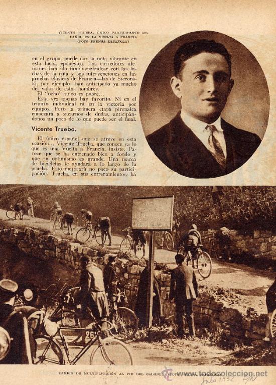 Coleccionismo de revistas y peri&oacute;dicos: CICLISMO 1932 VICENTE TRUEBA HOJA REVISTA
