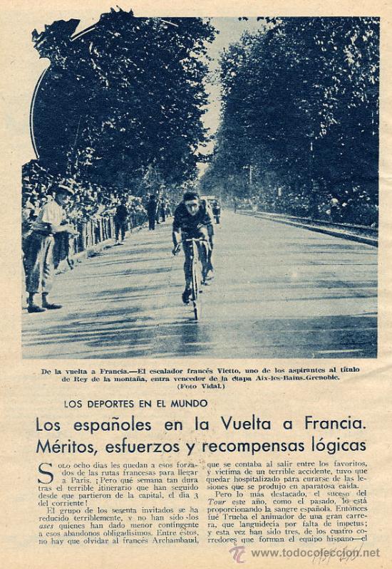 Coleccionismo de revistas y peri&oacute;dicos: CICLISMO 1934 VUELTA FRANCIA 2 HOJAS REVISTA