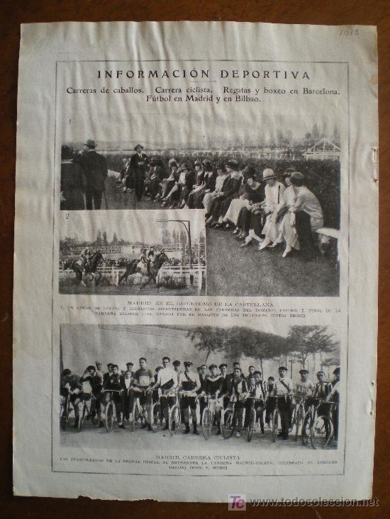 Coleccionismo de revistas y peri&oacute;dicos: RECORTE PRENSA 1924 - HIPODROMO DE LA CASTELLANA, HIPICA - CICLISMO CARRERA MADRID - TOLEDO