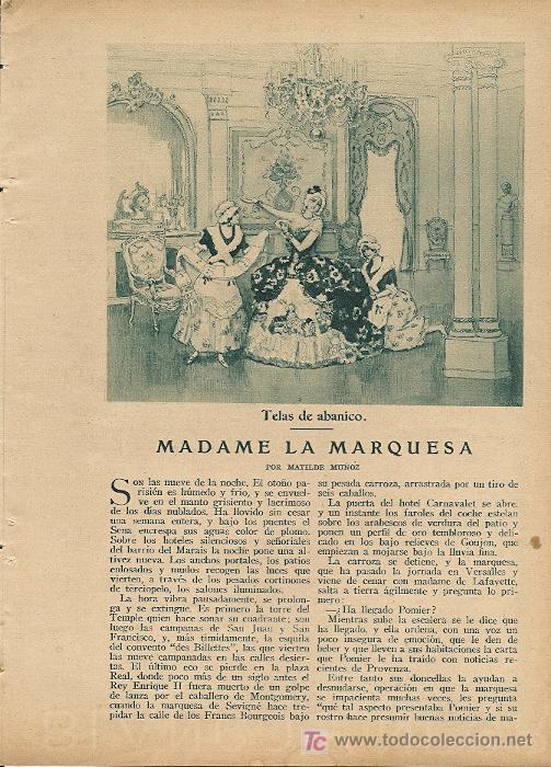Collezionismo di Riviste e Giornali: Madame la marquesa / por Matilde Mu&ntilde;oz con dibujo de Huertas- 1926