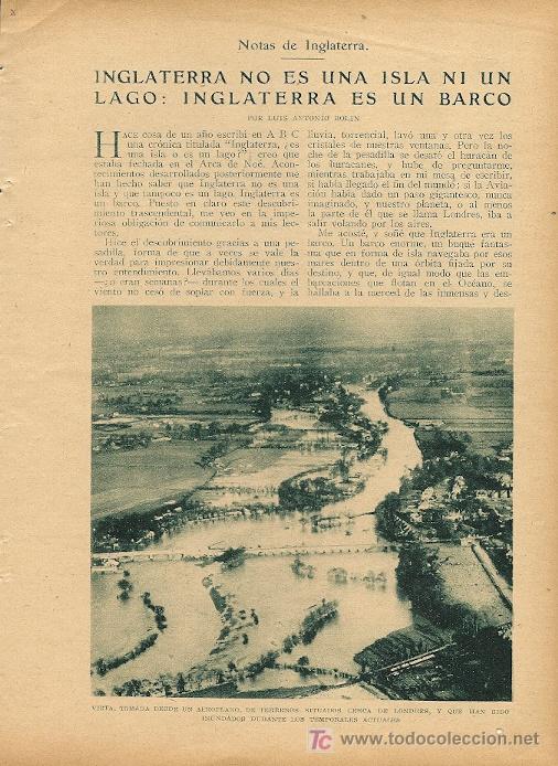 Coleccionismo de revistas y peri&oacute;dicos: Inglaterra no es una isla ni un lago&hellip;es un barco / art&iacute;culo de Luis Antonio Bolin - 1926