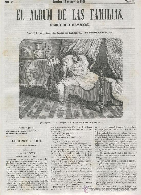 Coleccionismo de revistas y peri&oacute;dicos: EL ALBUM DE LAS FAMILIAS. 31. A&Ntilde;O 1861.LITERATURA.CHARLES DICKENS. INGLATERRA. LOS TIEMPOS DIFICILES