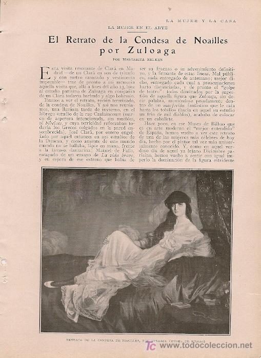 Collezionismo di Riviste e Giornali: El retrato de la condesa de Noailles por Zuloaga / por Margarita Nelken - 1926