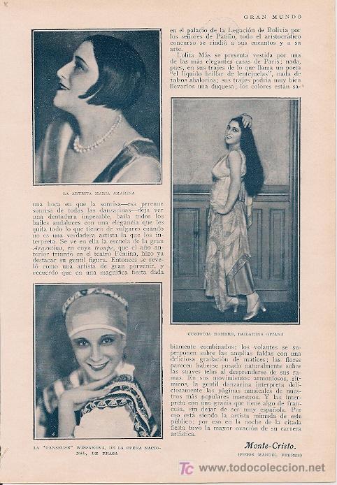 Coleccionismo de revistas y peri&oacute;dicos: Espa&ntilde;olas que triunfan: Lolita Mas, Mar&iacute;a Axarina, Custodia Romero, Wissakova - 1929