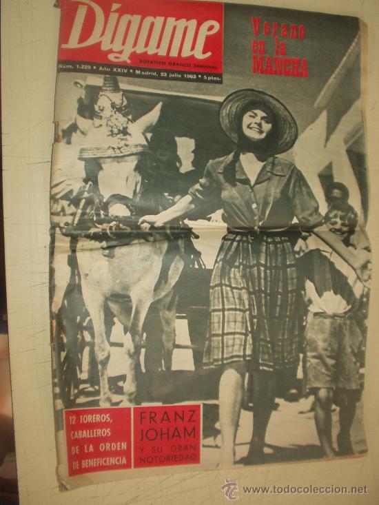 Coleccionismo de Revistas y Peri&oacute;dicos: DIGAME - NUMERO 1229 - 23-7-1963 -PORTADA ROCIO DURCAL-TOROS MALAGA-BIOGRAFIA LOLA FLORES-C.SEVILLA