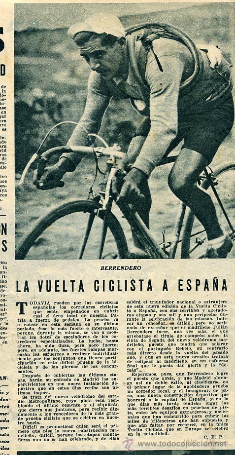 Coleccionismo de revistas y peri&oacute;dicos: CICLISMO 1946 BERRENDERO VUELTA A ESPA&Ntilde;A RETAL REVISTA