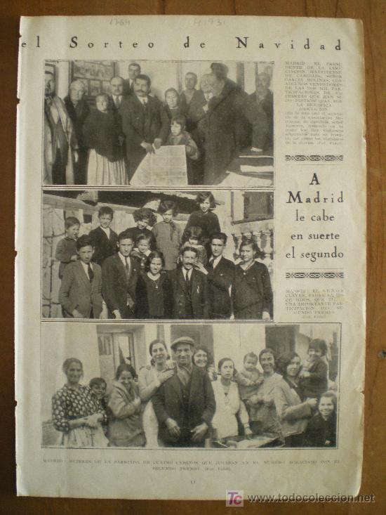 Collectionnisme de Revues et Journaux: RECORTE DE PRENSA 1931 - MADRID PREMIO LOTERIA DE NAVIDAD (CUATRO CAMINOS - SR. CLAVER)